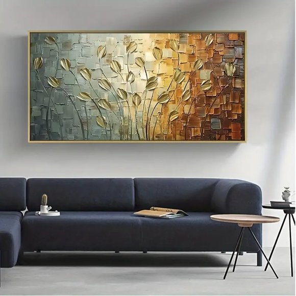 Nordic Abstract Leaves Flowers Painting on Canvas Wall Art Poster NEW - Picture 5 of 5